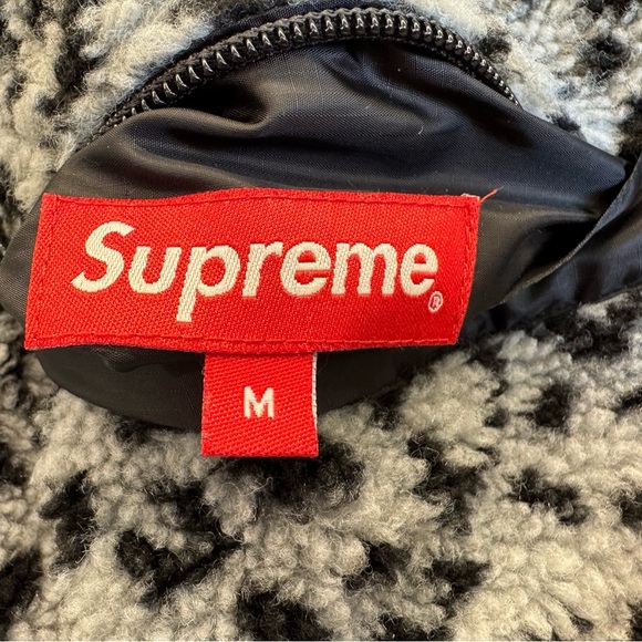 Supreme Reversible black & white Leopard Print Fleece Teal windbreaker jacket - Picture 6 of 10